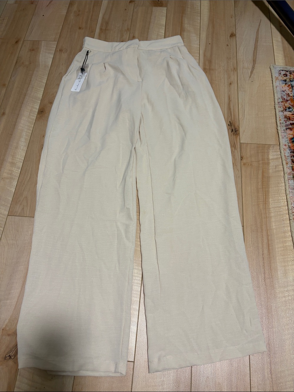 Wide Leg Cream Trousers - Women's Pants